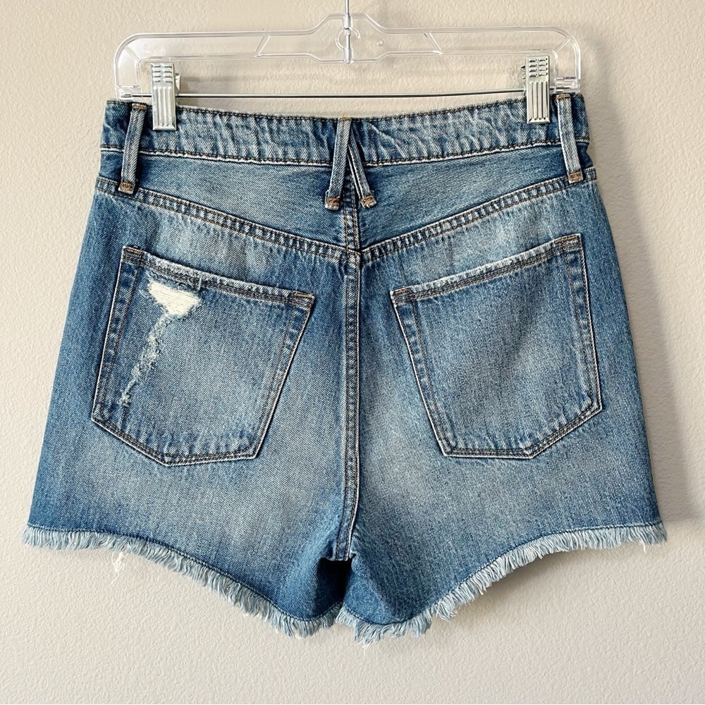 Good American Size 0/25 Bombshell Denim Jean Shorts Blue Distressed High Waisted - Picture 8 of 12